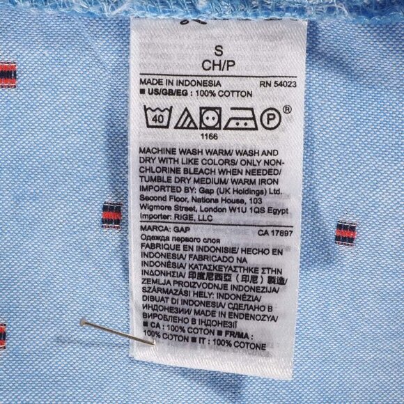 Gap  Womens Tunic Shirt Dress Size Small Oversized Long Sleeve Blue Red Flags - Picture 10 of 10